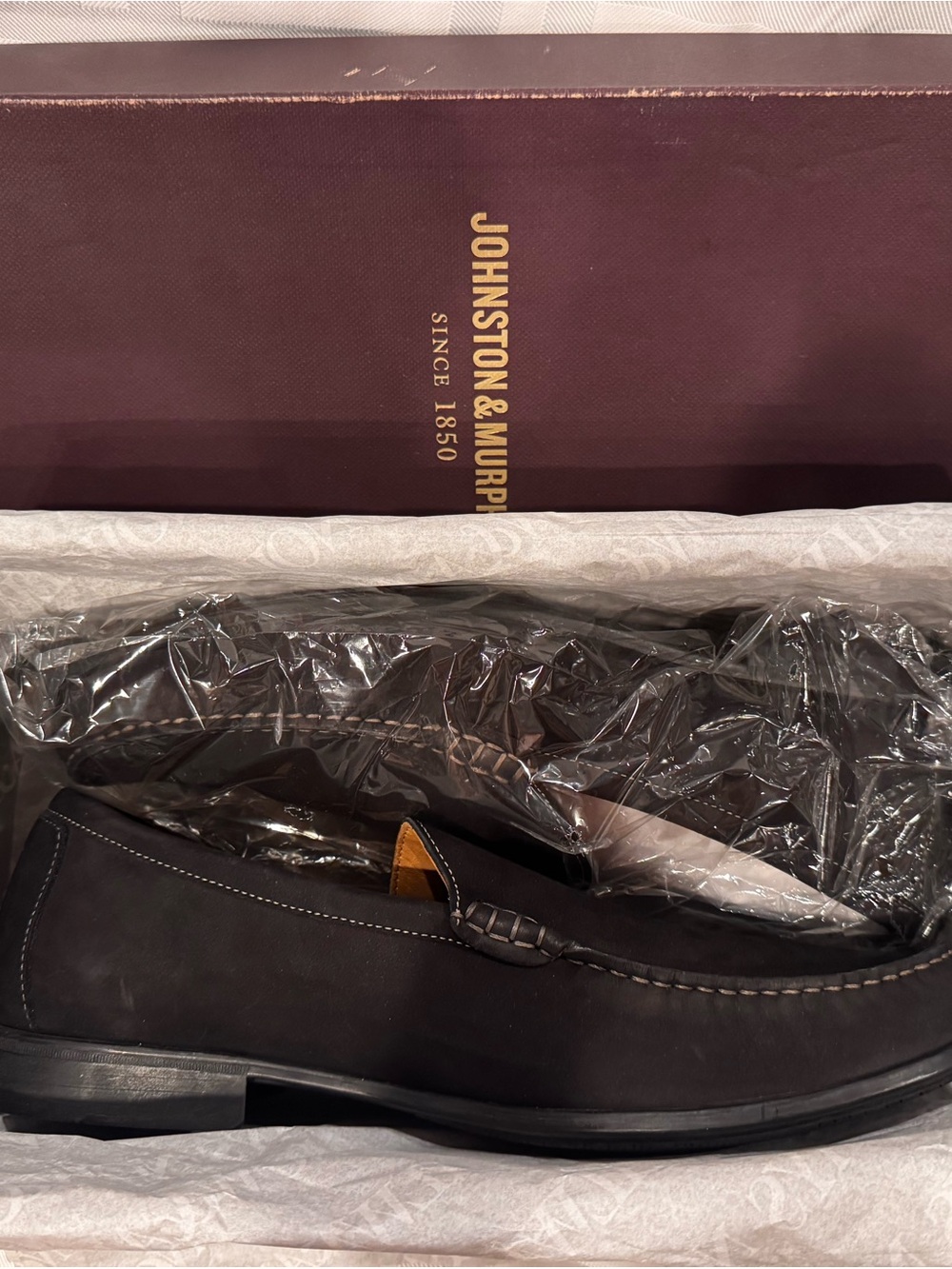 Johnston & Murphy Dark Navy Nubuck Penny Loafers